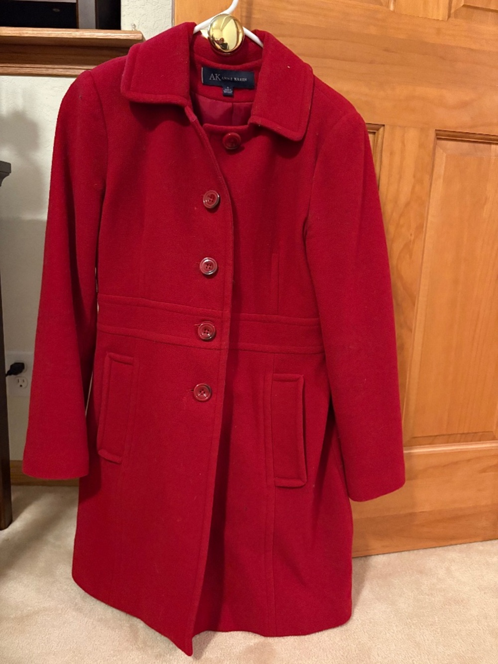 Red wool dress coat from Anne Klein size Small